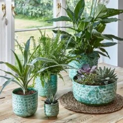 Reactive Glaze Planter (Emerald 13cm Plant Pot) -Plant Sale Store ERGP21 1 jpg