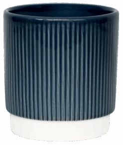Athens Ceramic Reactive Glaze Indoor Ribbed Plant Pot Blue (13cm Pot)
