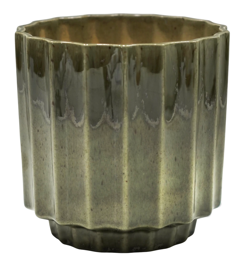 Lugano Scalloped Green Reactive Planter (13cm Plant Pot) 4 Lugano Scalloped Green Reactive Planter (13cm Plant Pot) - Image 4